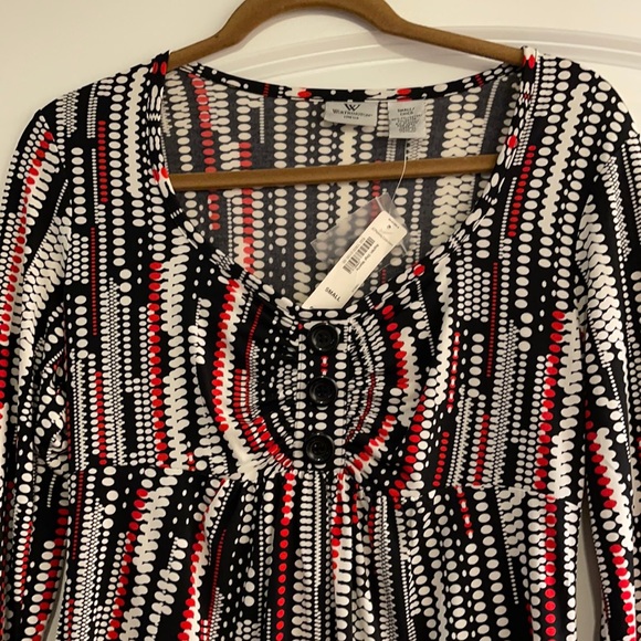 Worthington long sleeve colorful 3 button blouse size small NWT - Picture 2 of 4